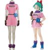 DRAGON Bulma Cosplay Costumes Female Anime Character Uniform Rosa Gestreiftes Kleid Halloween Carnival Costumes - Dragon Ball Z Shop