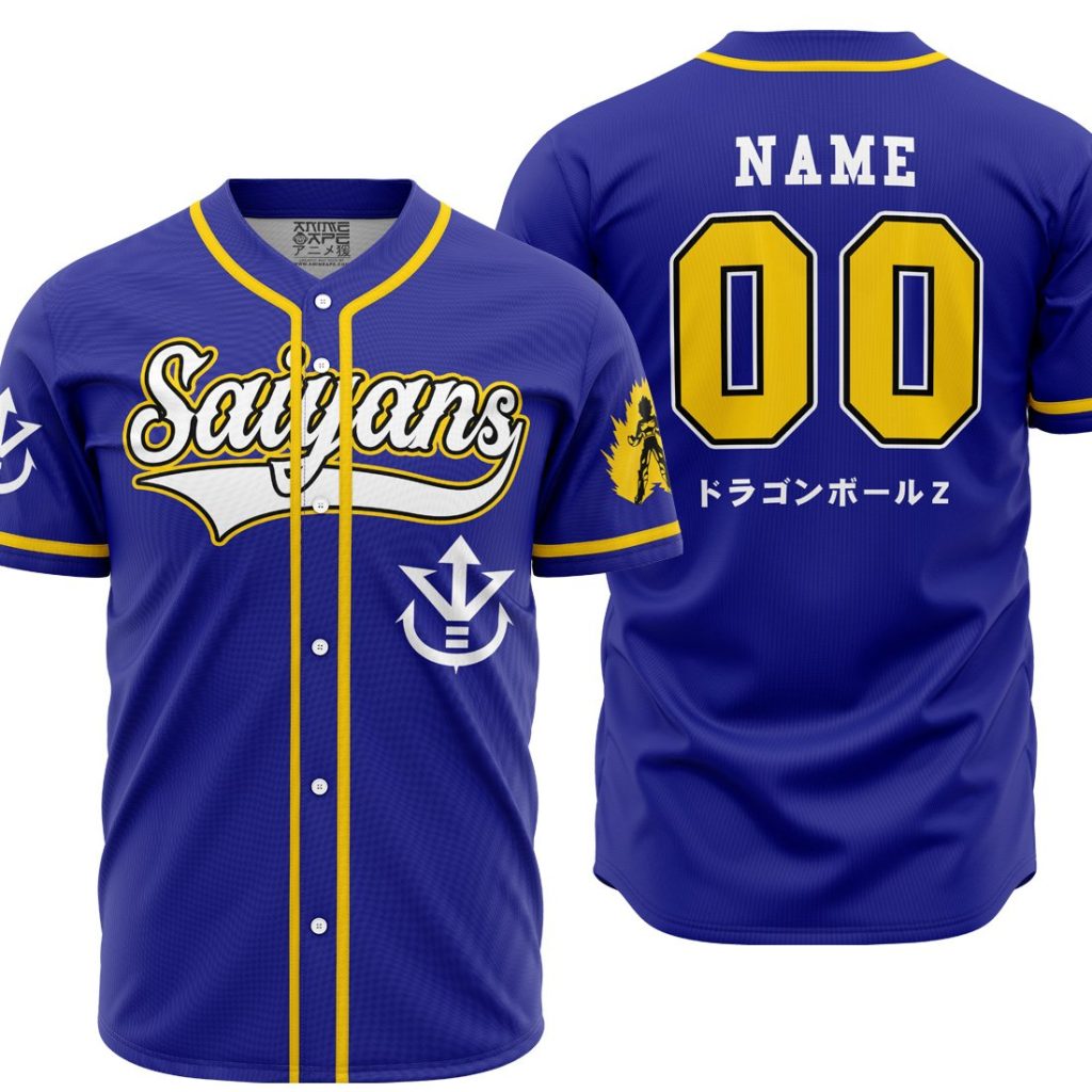 Personalized Saiyan Vegeta DBZ AOP Baseball Jersey MAIN Mockup - Dragon Ball Z Shop